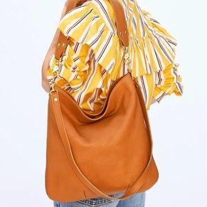 Clare V. Veronique Crossbody Tote Bag Tan Pebble Leather